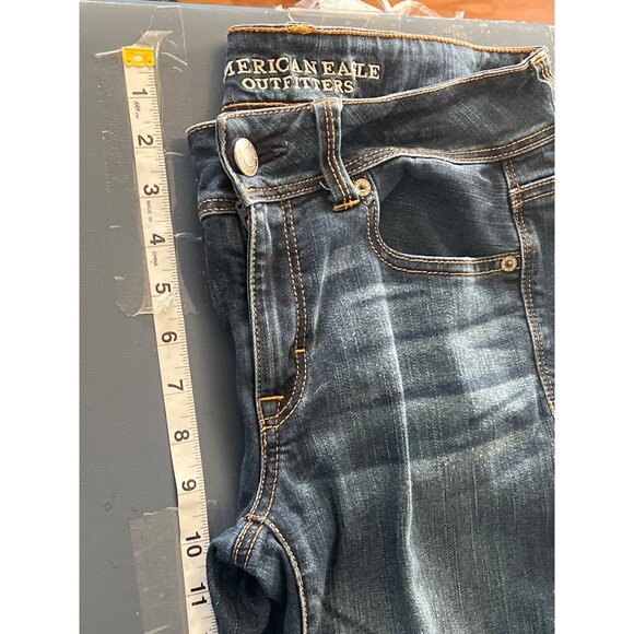 American Eagle Outfitters Kick Boot Jeans Size 6 Blue Denim Cowgirl Western Rode - Picture 8 of 13